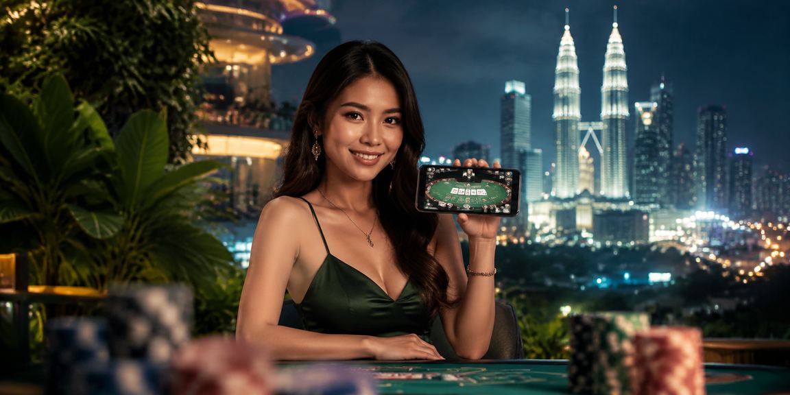 Pandangan permainan meja kasino digital di Kuala Lumpur dengan grafik terang dan menarik